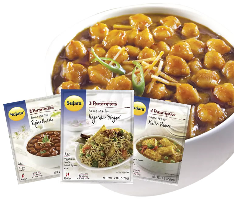 three Parampara sauce mix packages